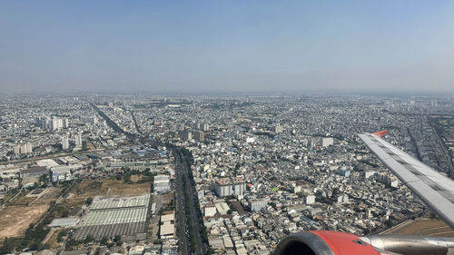 High angle view of cityscape against sky