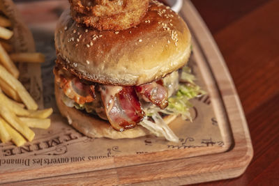 Close-up of food on table