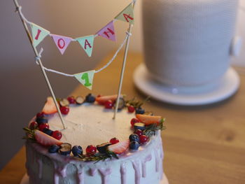 Close-up of cake on table