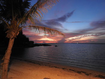 Scenic view of sea against sky at sunset