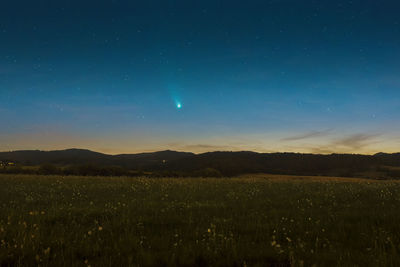 Scenic view of field against sky at night