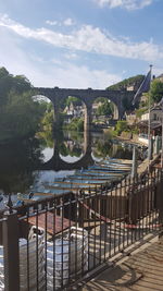 Bridge over river against sky