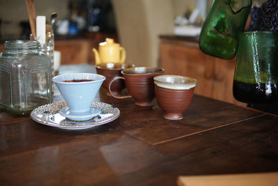 Close-up of tea cup on table in restaurant