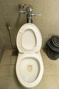 High angle view of toilet in bathroom