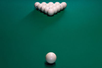 High angle view of balls on table
