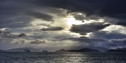 Scenic view of sea against sky during sunset