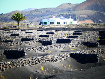 Aerial view of mountains against sky