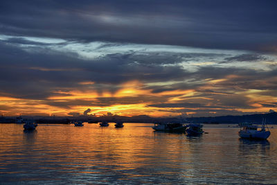 Scenic view of sunset over sea