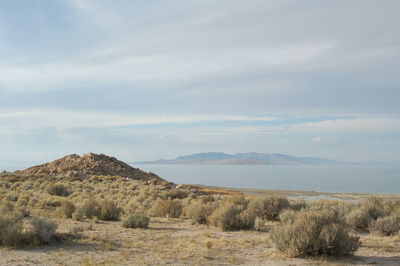 Scenic view of landscape against cloudy sky