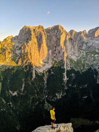 Scenic view of rocky mountains against clear sky