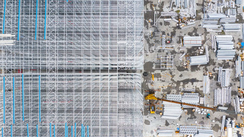 Aerial view of building at construction site in city