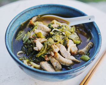 High angle view of food in bowl