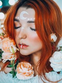 Close-up portrait of a beautiful young woman