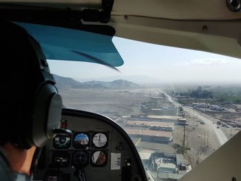 View of airplane through window