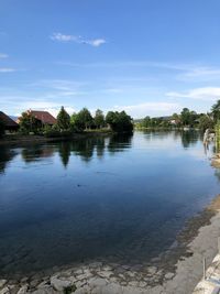 Scenic view of lake against sky