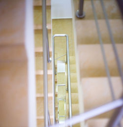 High angle view of staircase in building