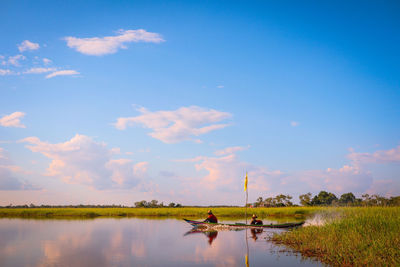 Scenic view of lake against sky