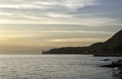 Scenic view of sea against sky during sunset