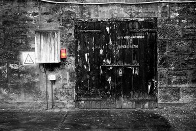 Closed door of building