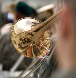 Cropped image of man playing trumpet