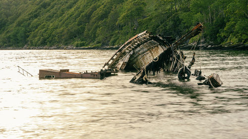 Wreck of the trawler dayspring breaking up on the of loch torridon at lower diabaig