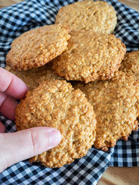 Close-up of hand holding bread