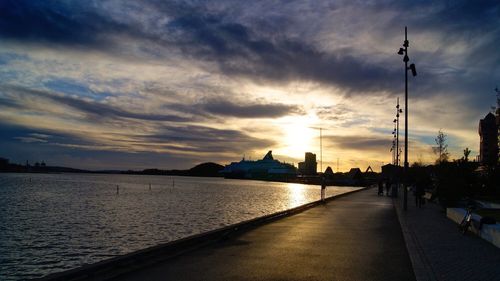 View of city at sunset