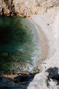 High angle view of sea shore