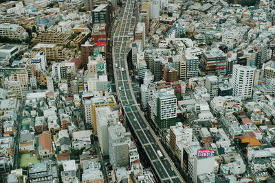 Aerial view of city buildings