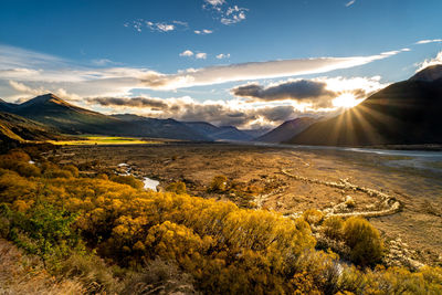 Scenic view of mountains against sky