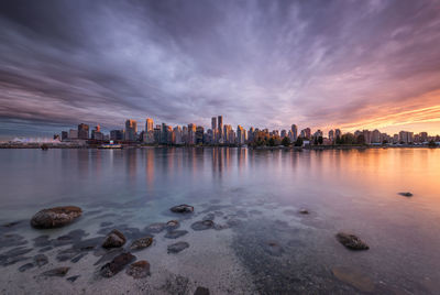 View of city at sunset