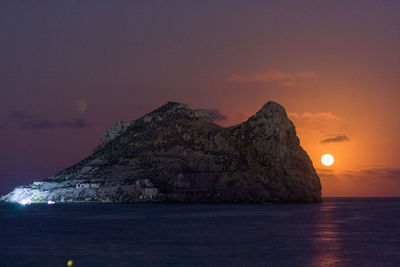 Scenic view of sea against sky at night