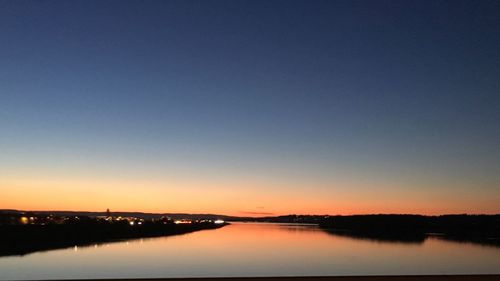 Scenic view of lake at sunset