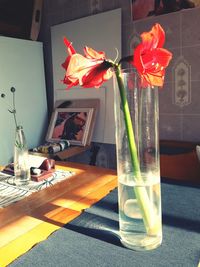 Flower vase on table