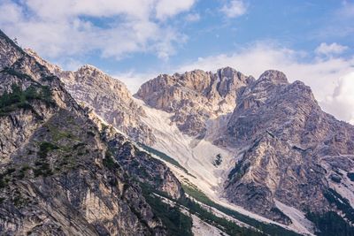 Panoramic view of mountain range against sky