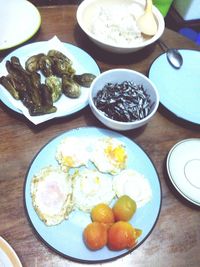 Close-up of breakfast on table