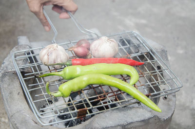 High angle view of vegetables in basket