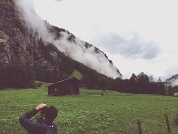 Scenic view of field against sky