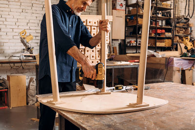 Man working on table