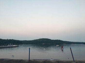 Scenic view of lake against clear sky