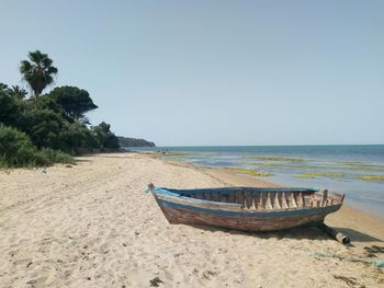 Scenic view of beach against clear sky