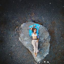 High angle view portrait of woman