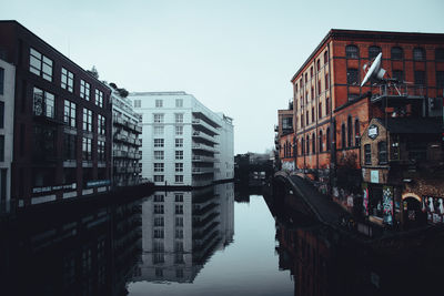 Canal amidst buildings against sky in city