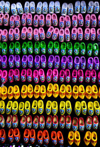 Full frame shot of colorful shoes for sale