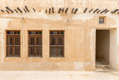 Old buildings architecture in the wakrah souq traditional market