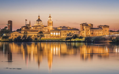 Reflection of buildings in water