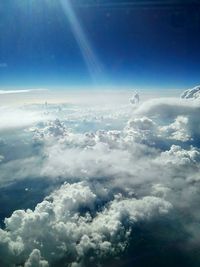 Aerial view of clouds over blue sky