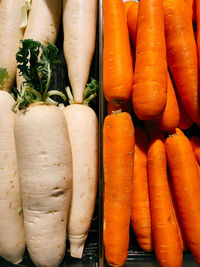 High angle view of vegetables for sale in market