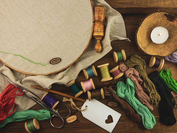 High angle view of food on table