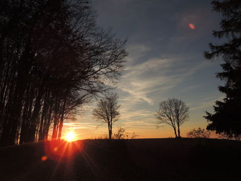 Silhouette trees against sky during sunset